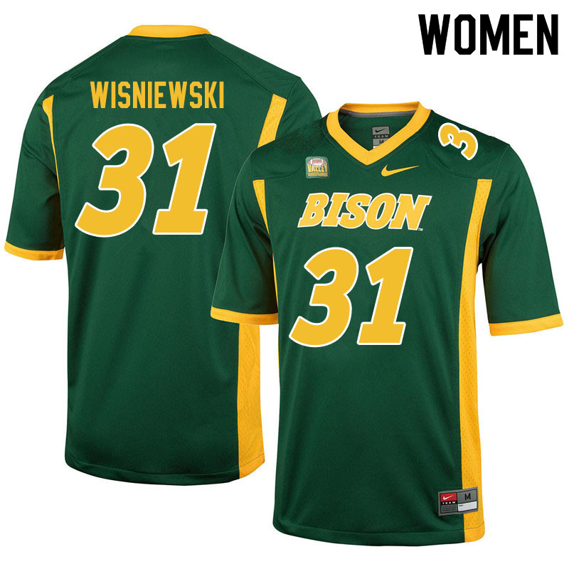 Women #31 Cole Wisniewski North Dakota State Bison College Football Jerseys Sale-Green